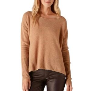 Naadam Lightweight Cashmere Boatneck Sweater in Camel